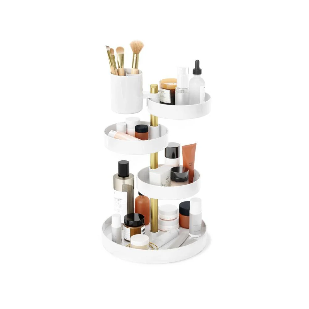 Pirouette Cosmetics Organiser - White & Brass - Image 5