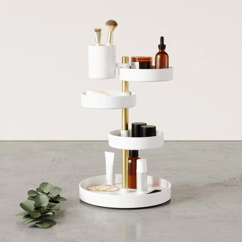 Pirouette Cosmetics Organiser - White & Brass - Image 6