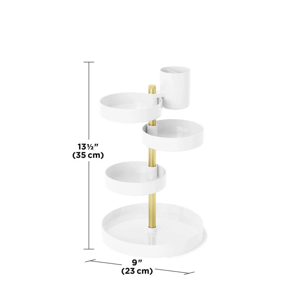 Pirouette Cosmetics Organiser - White & Brass - Image 7