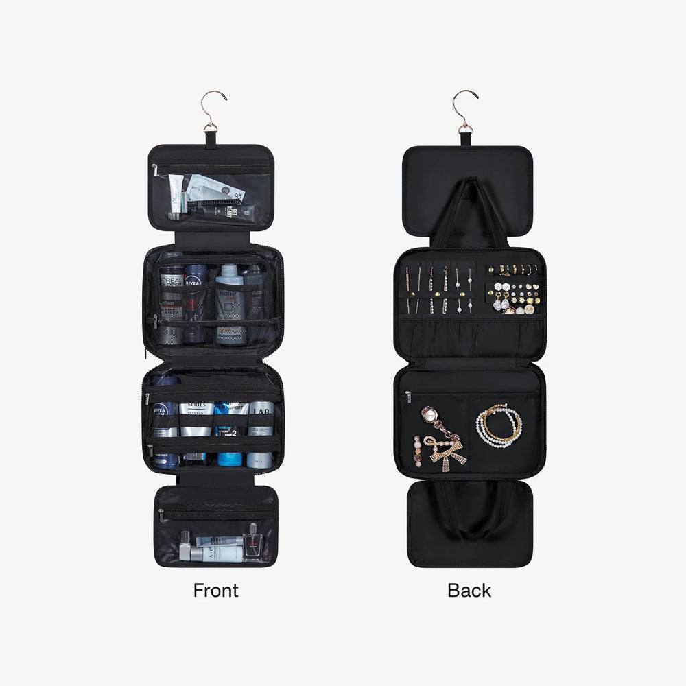 Quilted Hanging Toiletry Bag Large - Black - Image 3