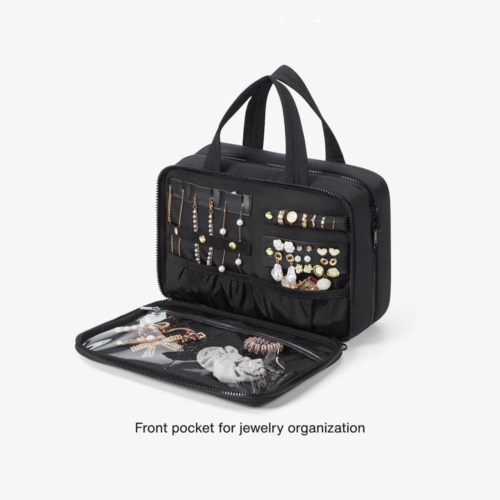 Quilted Hanging Toiletry Bag Large - Black - Image 7