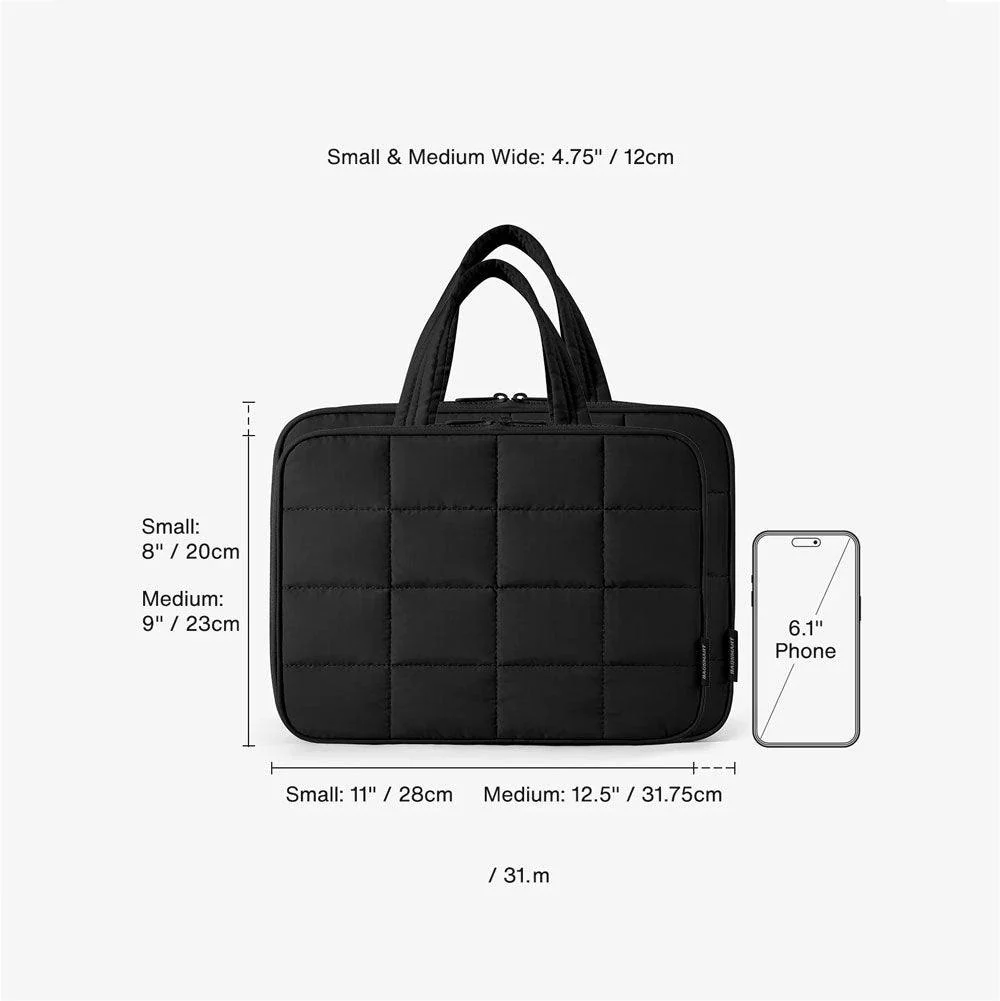 Quilted Hanging Toiletry Bag Large - Black - Image 8