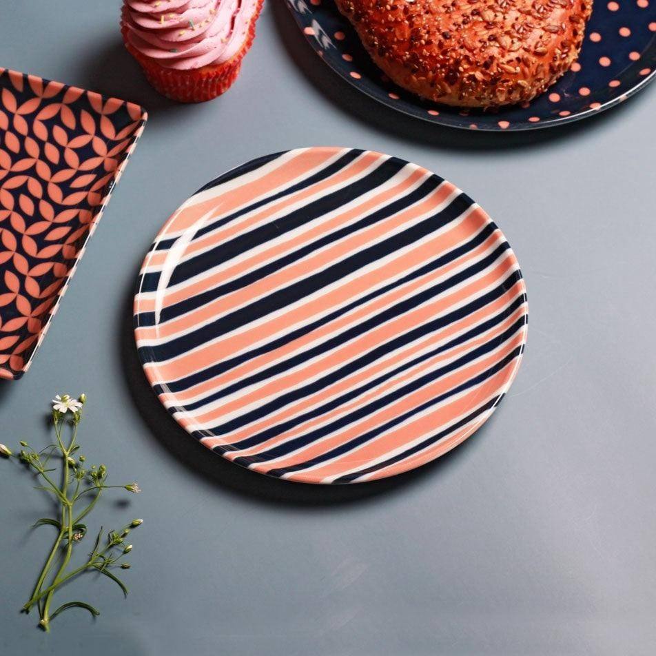 Ruby Shapely Quarter Plate - Orange Stripes - Image 3