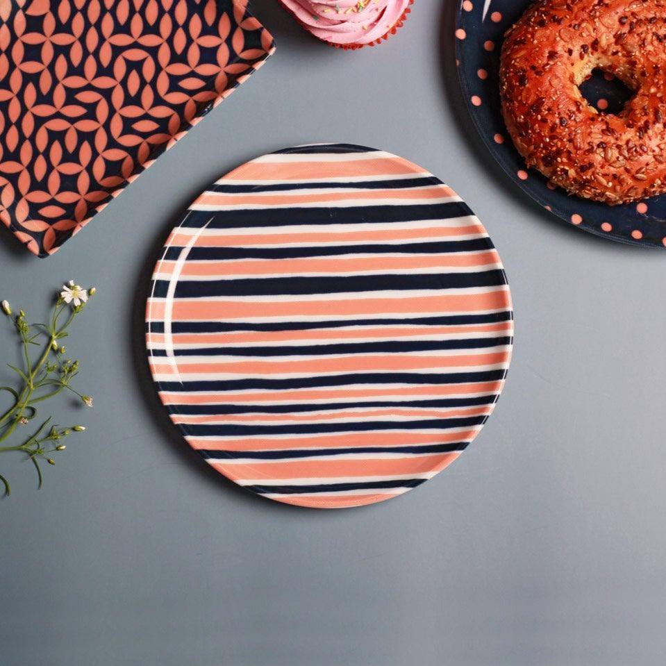 Ruby Shapely Quarter Plate - Orange Stripes - Image 4