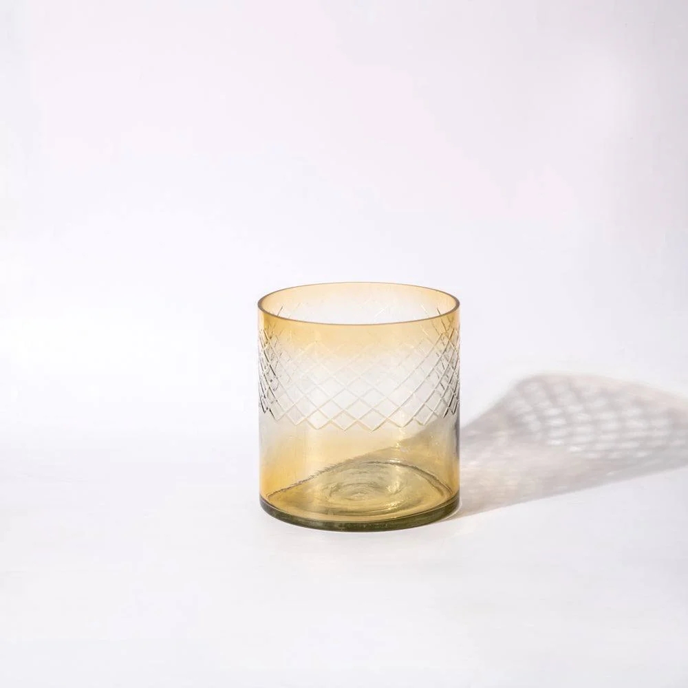 Seline Textured Glass Hurricane Large - Amber - Image 4