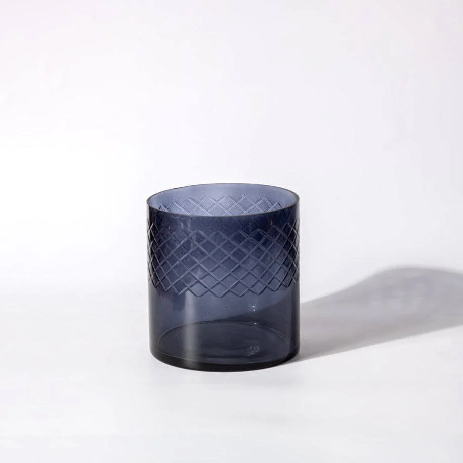 Seline Textured Glass Hurricane Large - Smoke Grey - Image 3