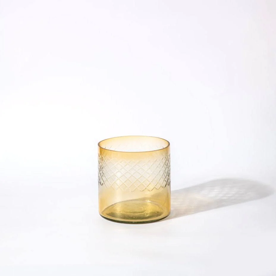 Seline Textured Glass Hurricane Small - Amber - Image 3