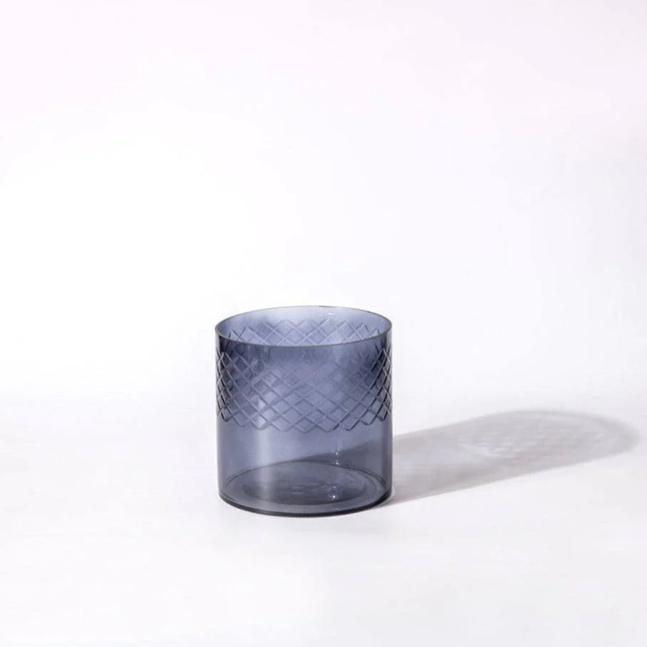 Seline Textured Glass Hurricane Small - Smoke Grey - Image 3