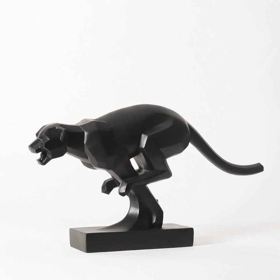 Sprinting Jaguar Decorative Sculpture - Black - Image 3