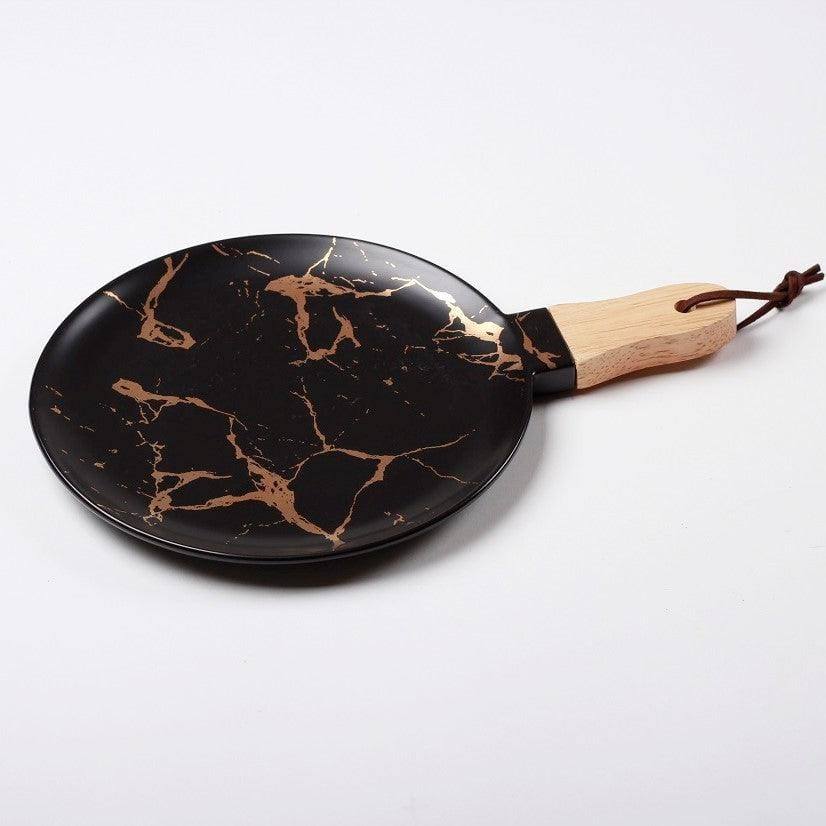 Tapas Ceramic Serving Paddle - Black Marble - Image 3