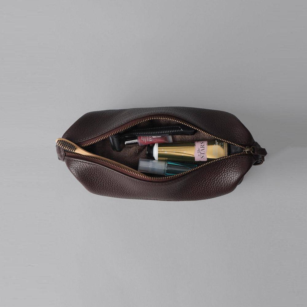 Tokyo Leather Toilet Bag - Brown - Image 5
