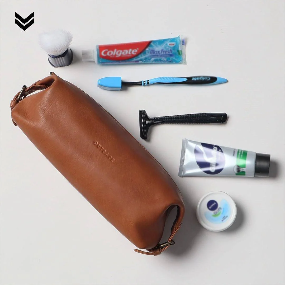 Tokyo Leather Toilet Bag - Tan - Image 9