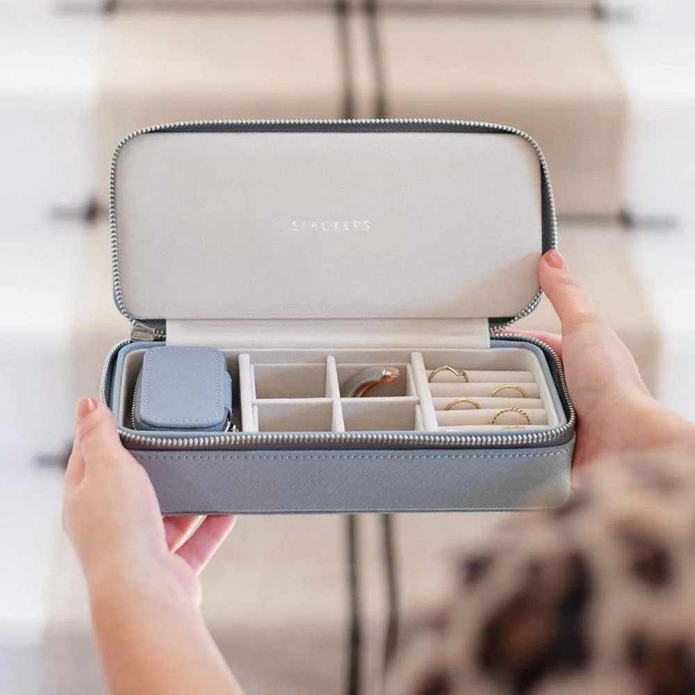 Travel Jewellery Pouch Duo - Dusky Blue - Image 6