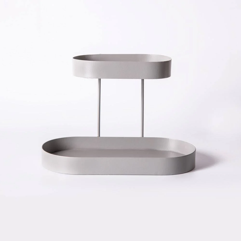 Twin 2-Tier Oval Stand - Grey - Image 3