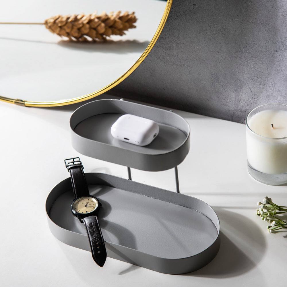 Twin 2-Tier Oval Stand - Grey - Image 4