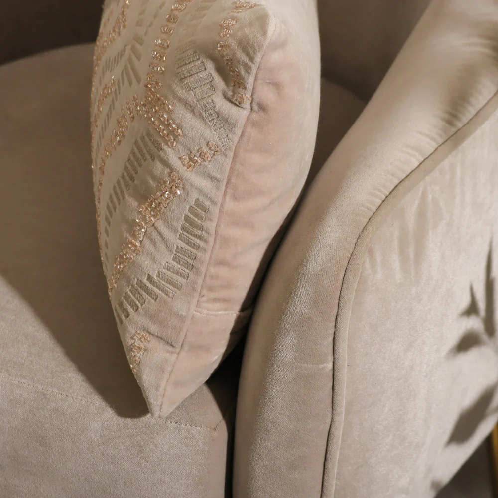 Vale Velvet Embroidered Rectangular Cushion Cover 50x30cm - Mink - Image 4