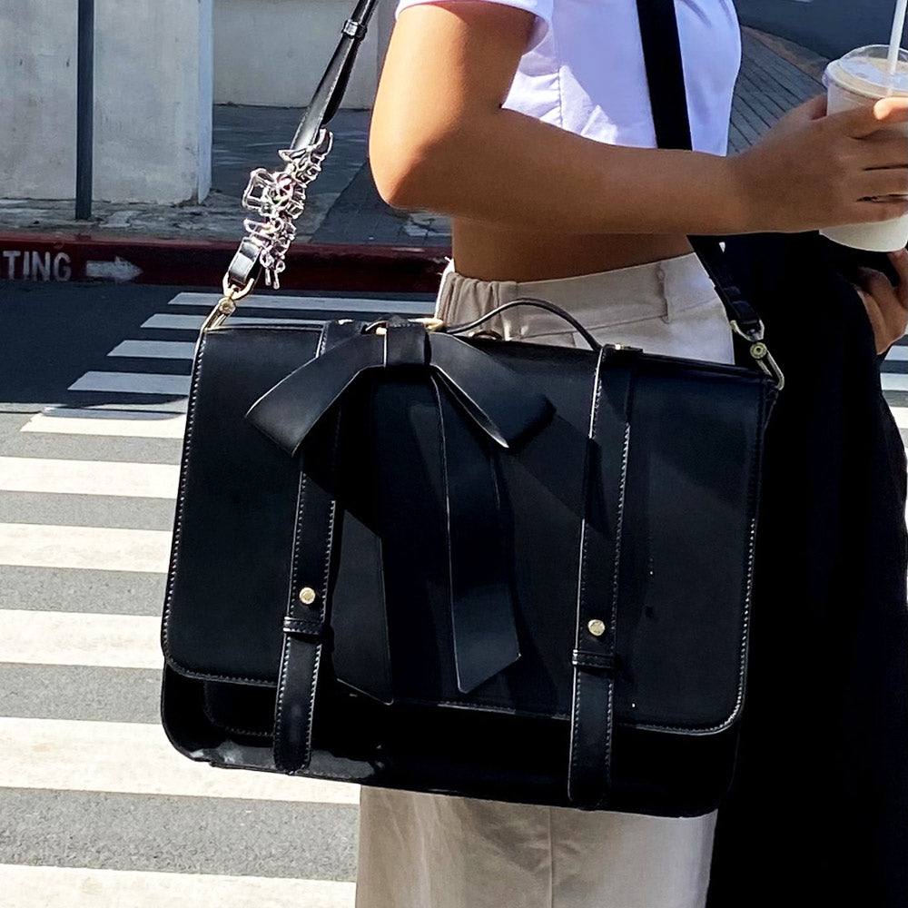 Vintage Bow Briefcase - Black - Image 5