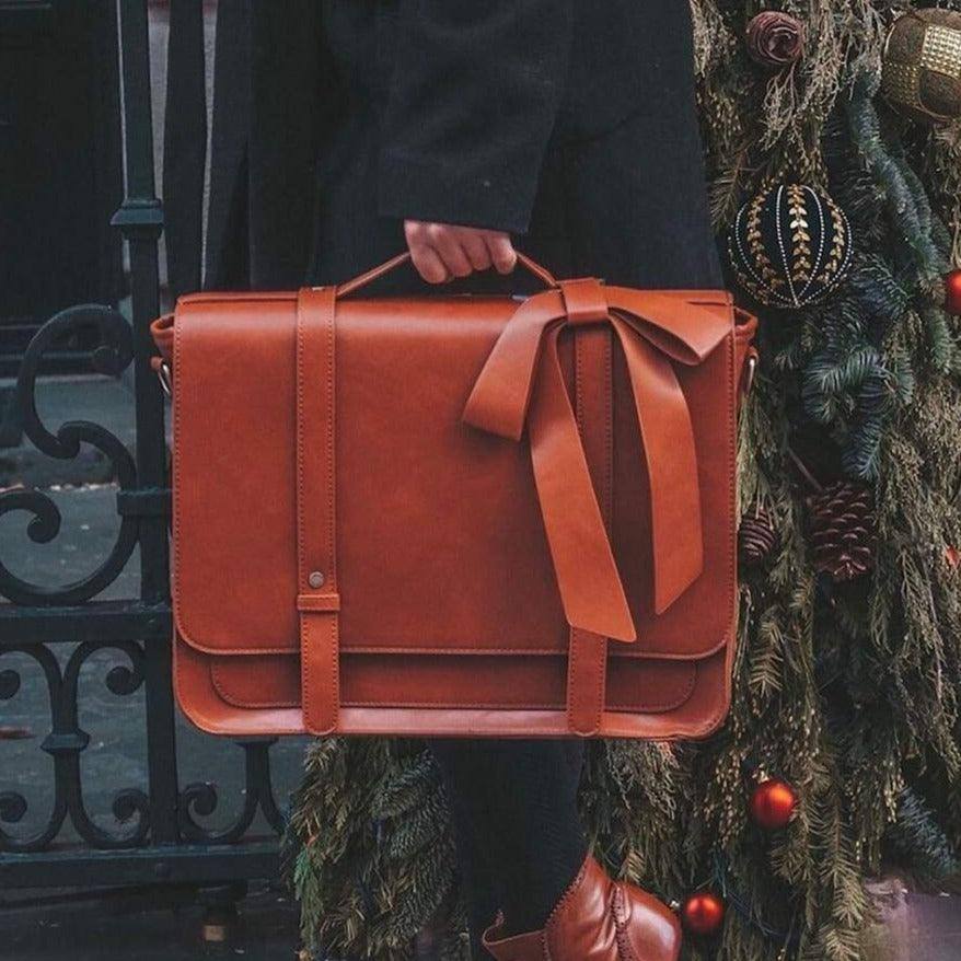 Vintage Bow Briefcase - Brown - Image 6