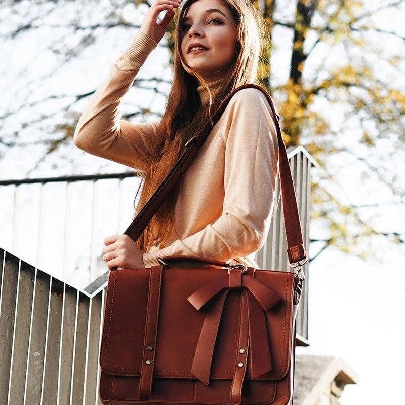 Vintage Bow Briefcase - Brown - Image 7