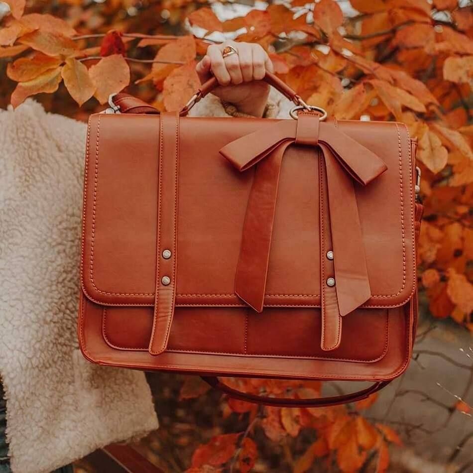 Vintage Bow Briefcase - Brown - Image 8