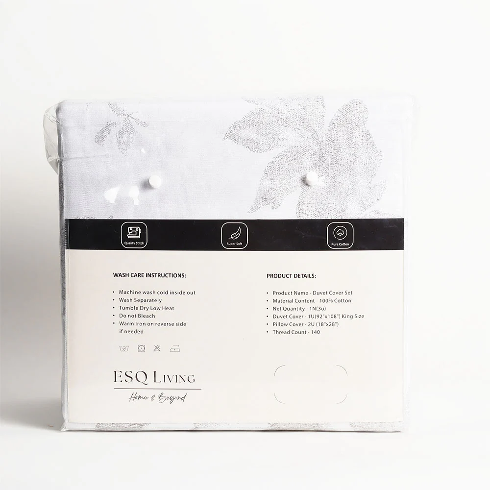 Willow Duvet Cover and Pillow Shams Set - Grey - Image 4